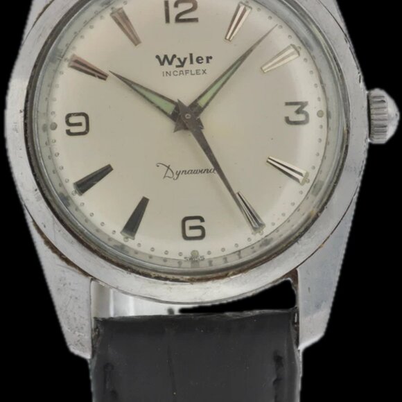 Vintage Wyler 1162 8175-5 Dress Men\'s Automatic Wristwatch Swiss Stainless Steel